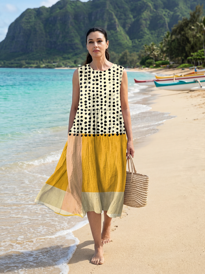 Duttini | Statement Garden Dot Midi Dress in a Flattering Cut