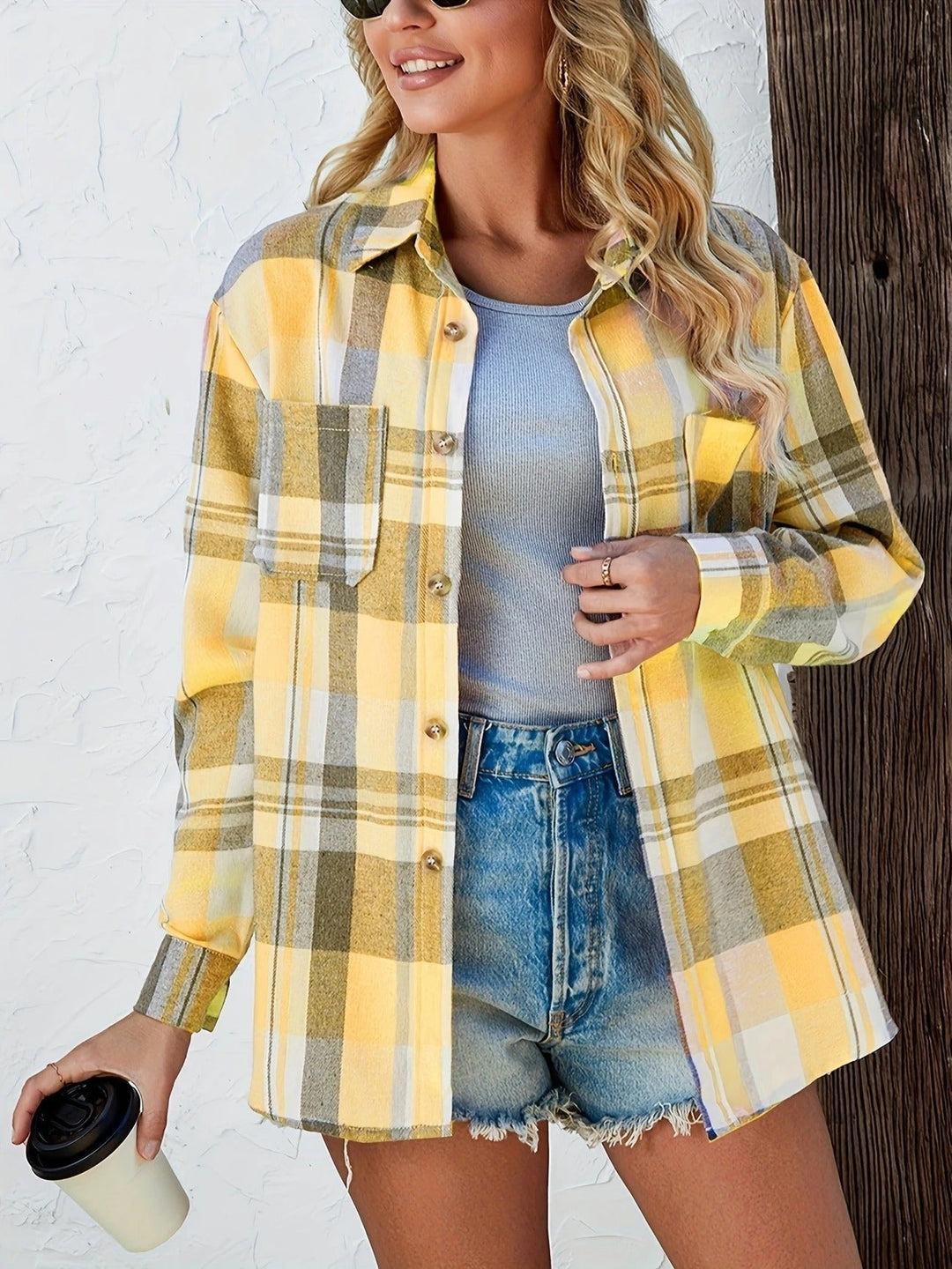 Duttini | Elegant Oversized Plaid Flannel Button-Down Shirt