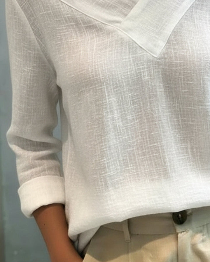 Duttini | Timeless Asymmetric V-Neck Long Sleeve Top