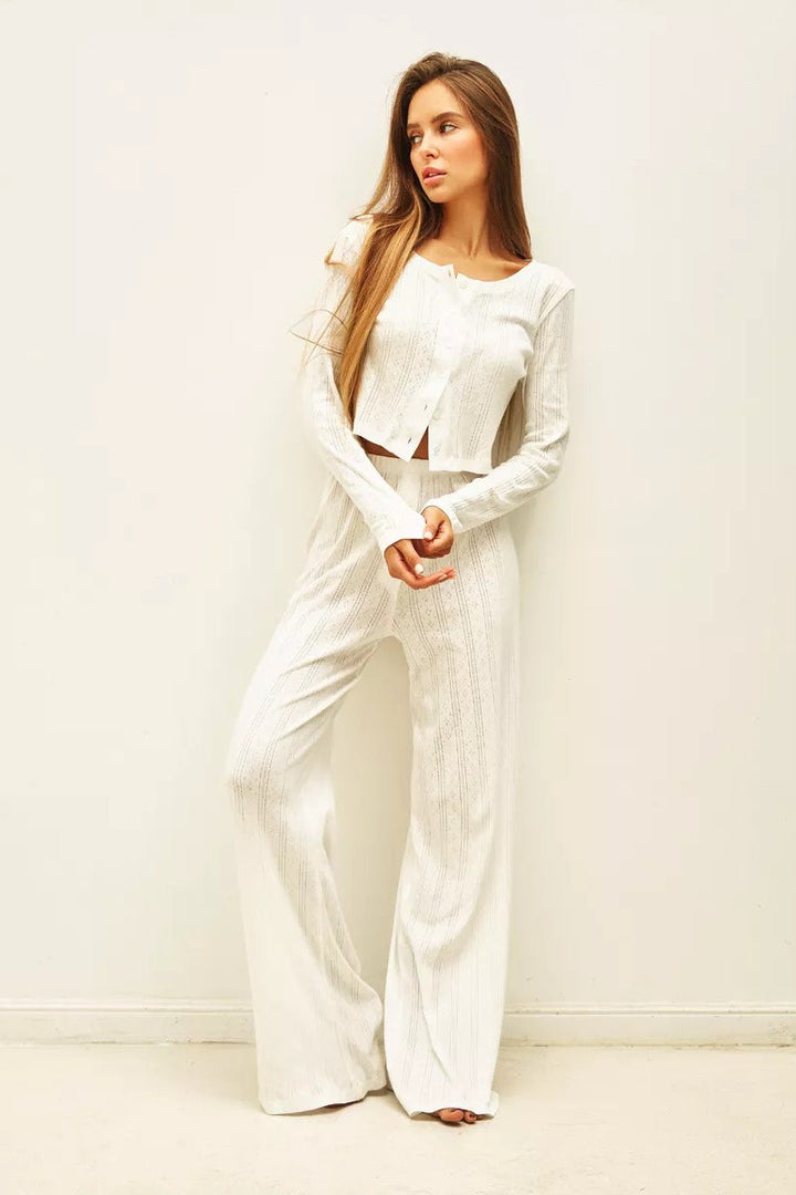 Duttini | Soft Casual Cutout Jacquard Two Piece Set