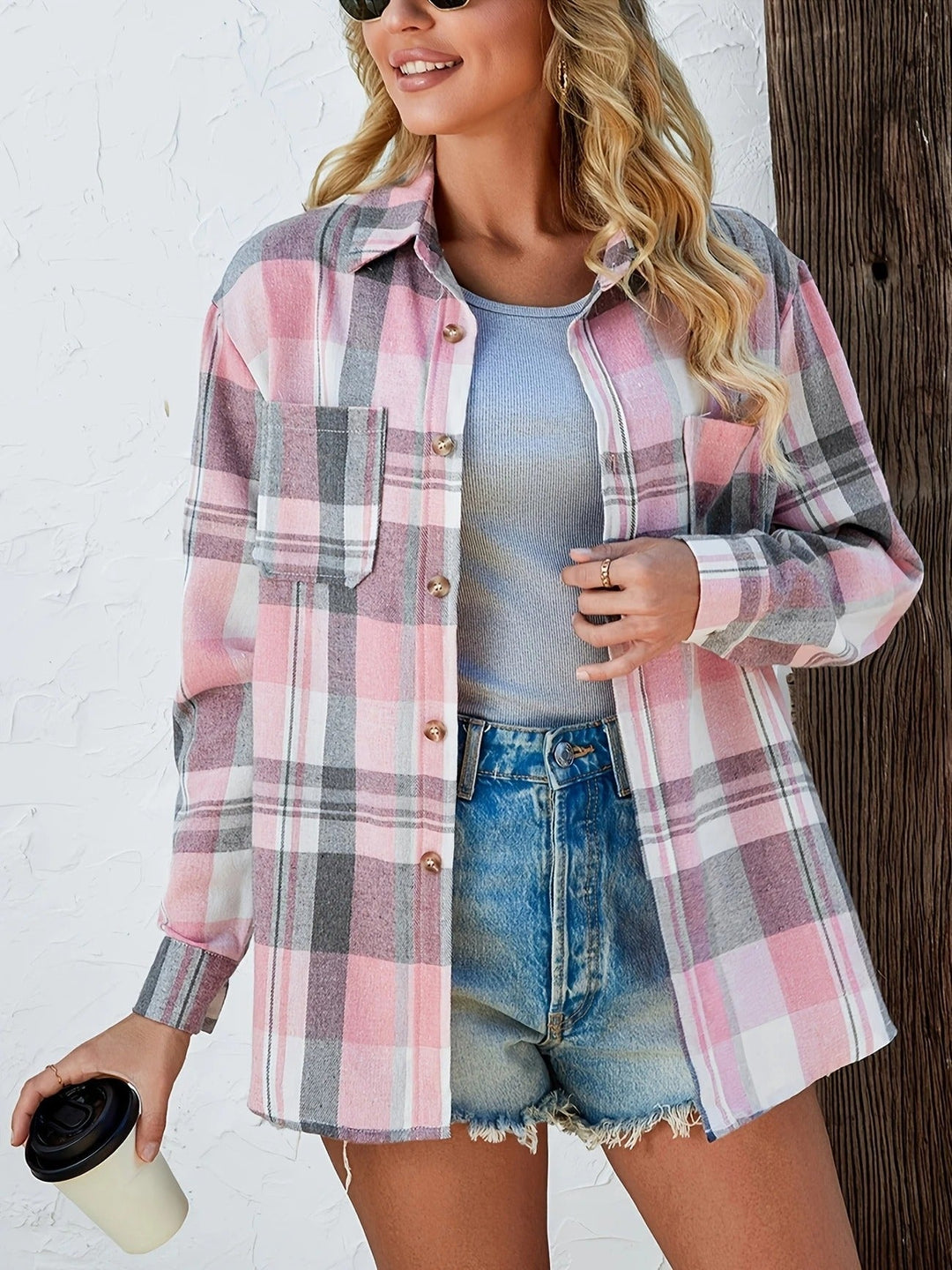 Duttini | Elegant Oversized Plaid Flannel Button-Down Shirt