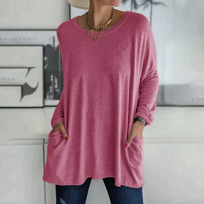 Duttini | Luxe Oversized Long Sleeve Tunic Top With Pockets