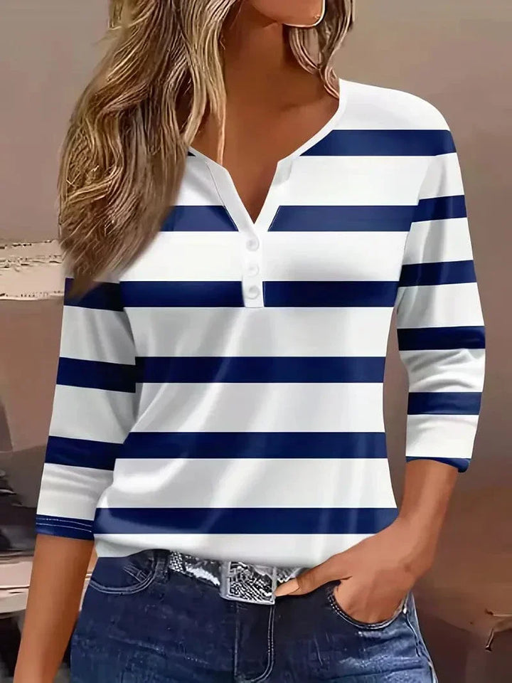 Duttini | Refined Striped V-Neck Top with a Flattering Silhouette