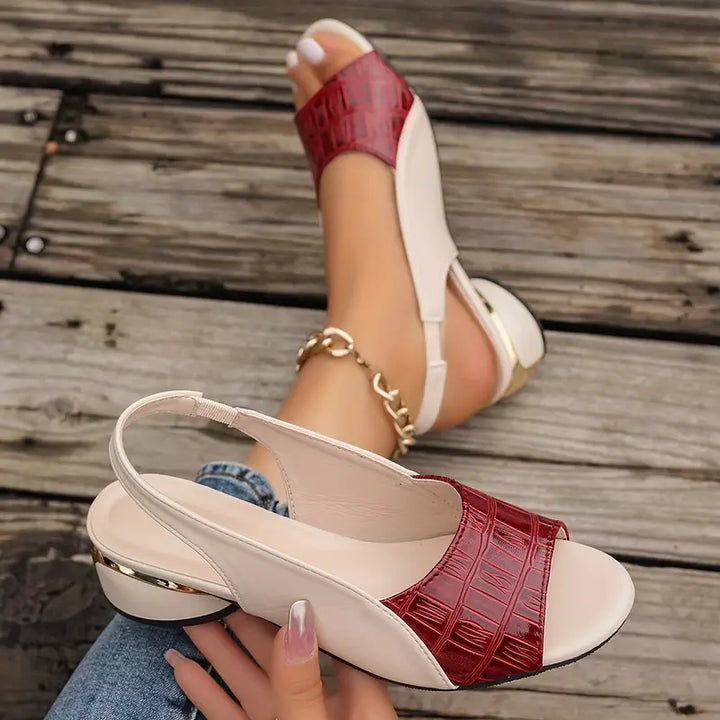 Duttini | Lightweight Open Toe Slingback Block Heel for All-Day Comfort