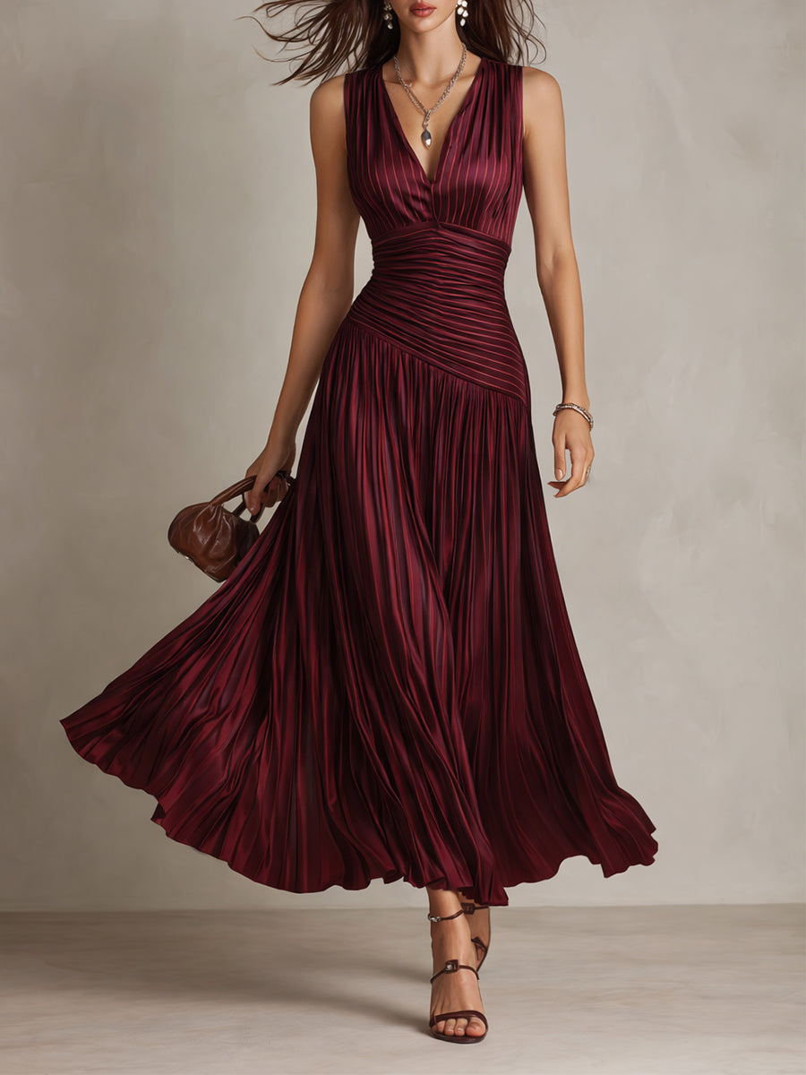 Duttini | Satin Striped Evening Dress