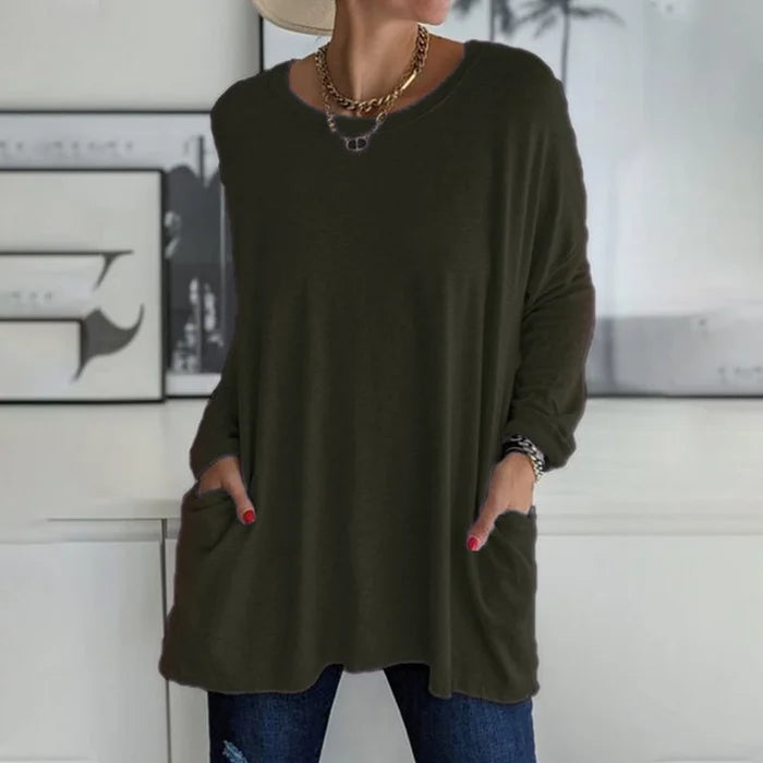 Duttini | Luxe Oversized Long Sleeve Tunic Top With Pockets