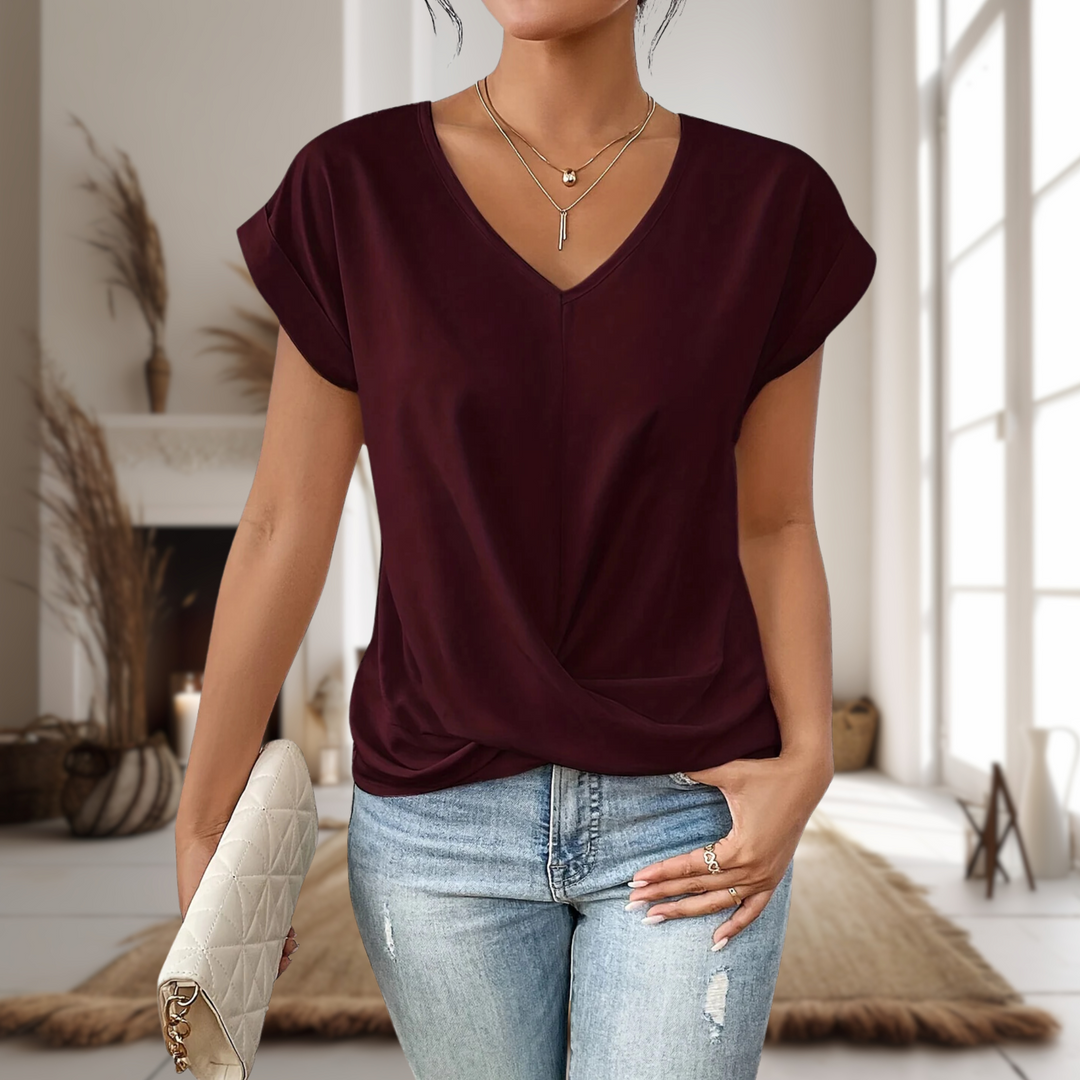 Duttini | Casual Sweetheart Neck T-Shirt for Effortless Elegance