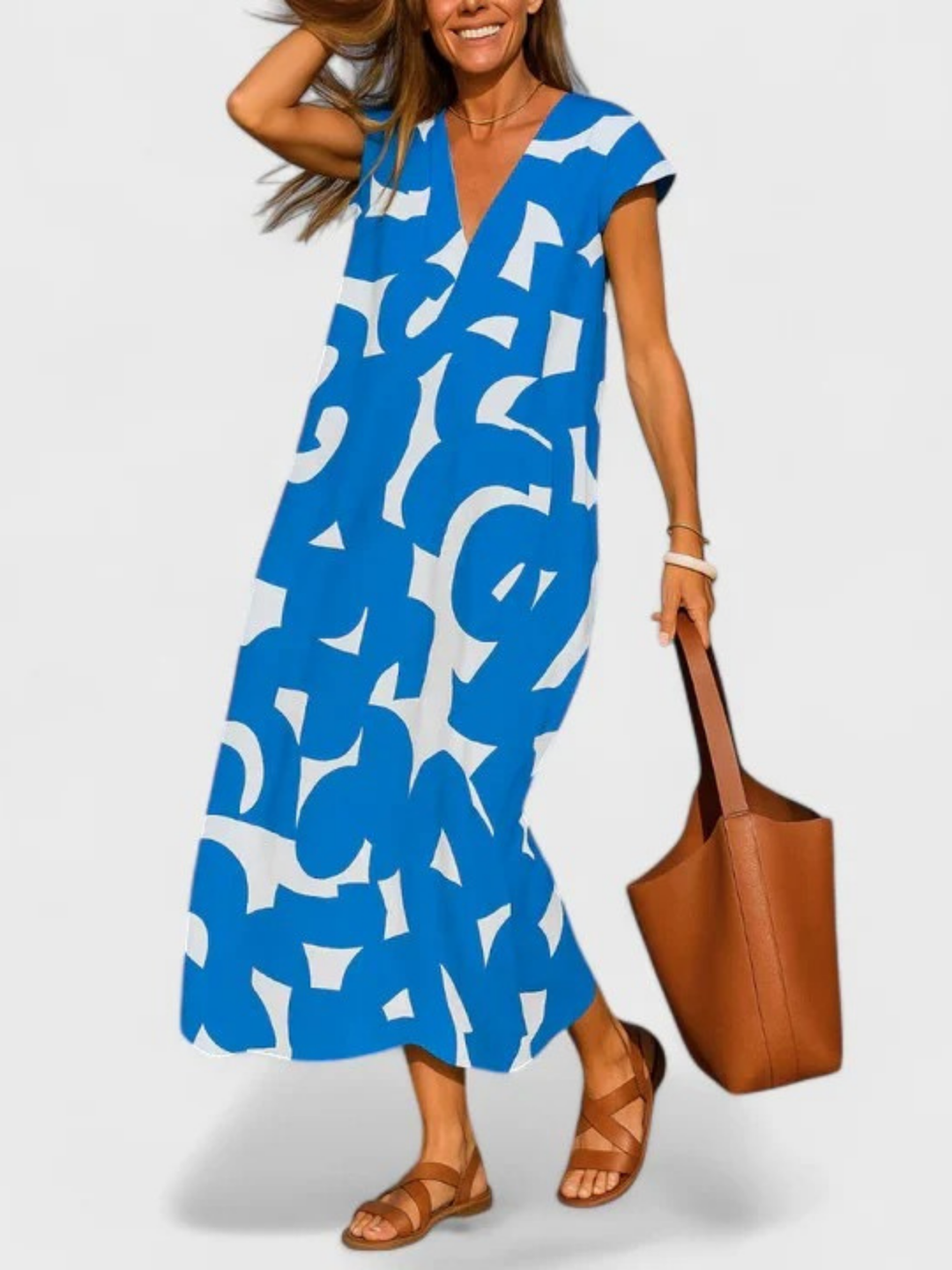 Duttini | Flowing V-Neck Dress for Women in Lightweight Fabric