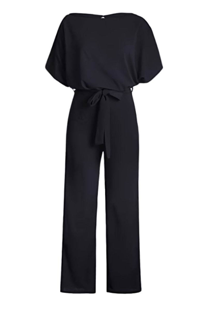 Duttini | Elegant Wide-Leg Belted Jumpsuit With Batwing Sleeves