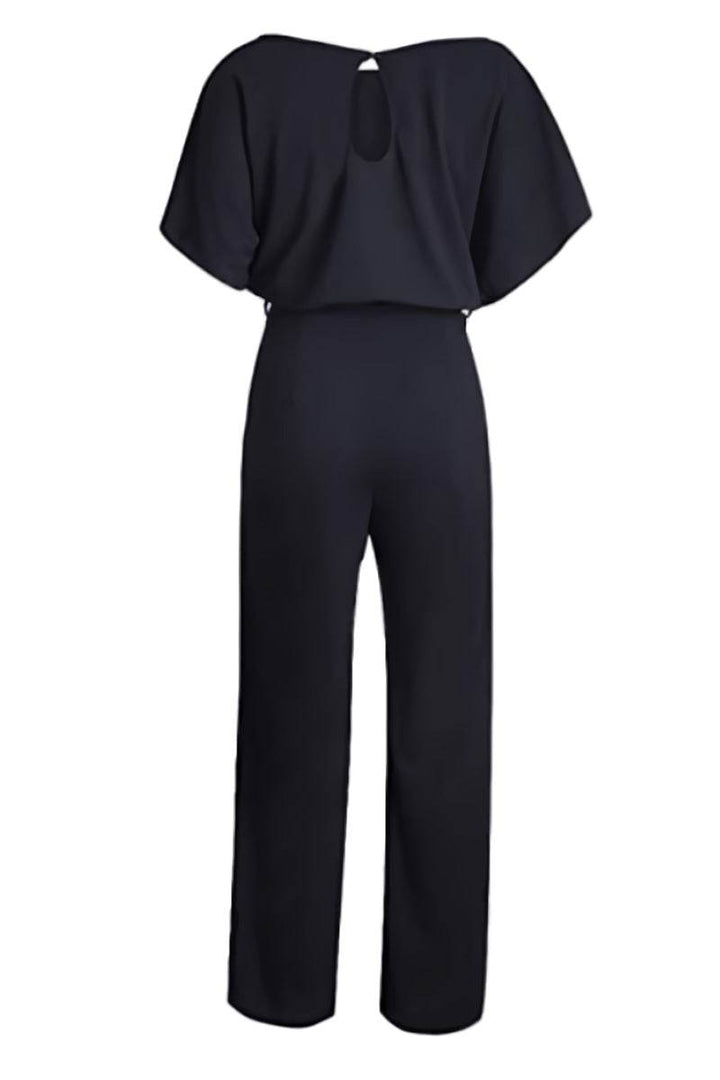 Duttini | Elegant Wide-Leg Belted Jumpsuit With Batwing Sleeves