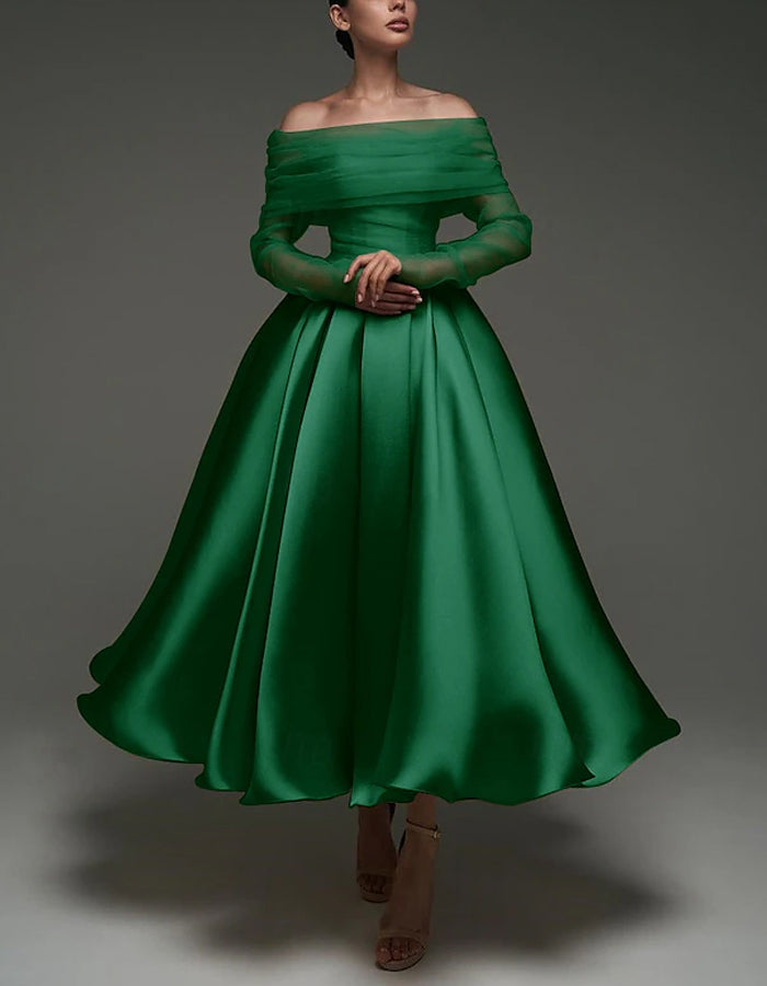 Duttini | Pink Satin Strapless A-Line Shawl Dress