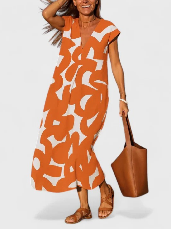 Duttini | Flowing V-Neck Dress for Women in Lightweight Fabric