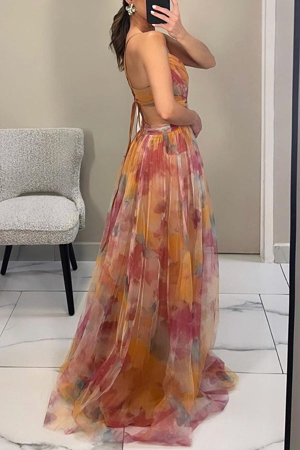Duttini | Modern Beautiful Floral Print Maxi Dress with Graceful Drape