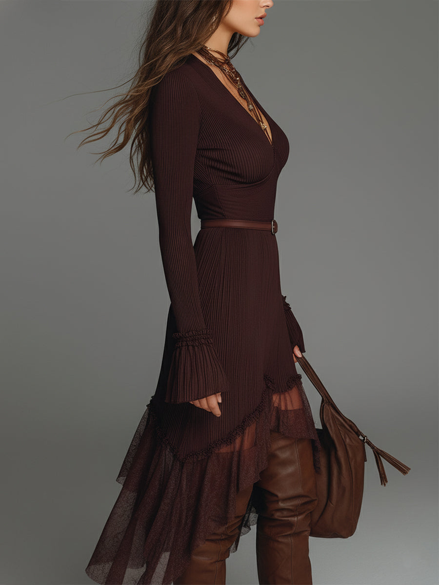Duttini | Mesh Pleated Casual Dress