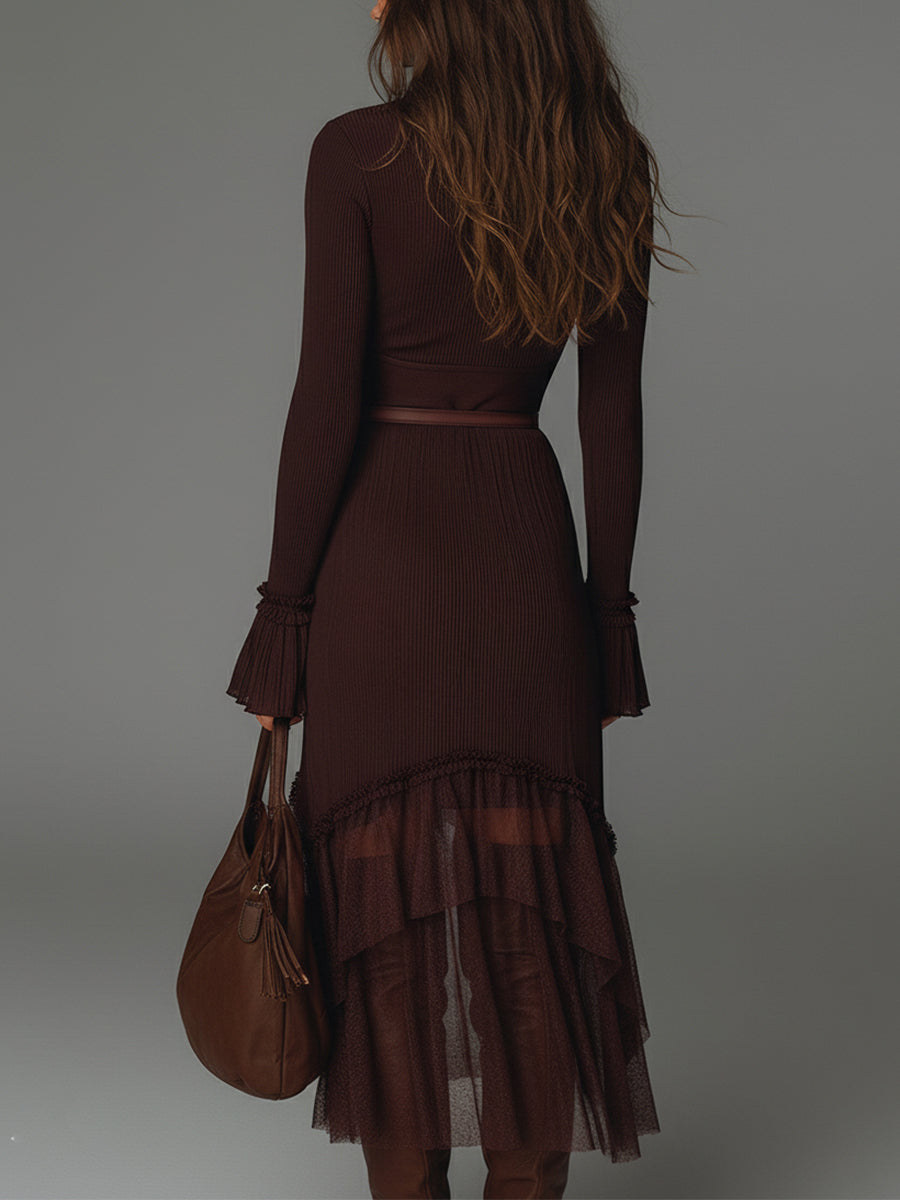Duttini | Mesh Pleated Casual Dress