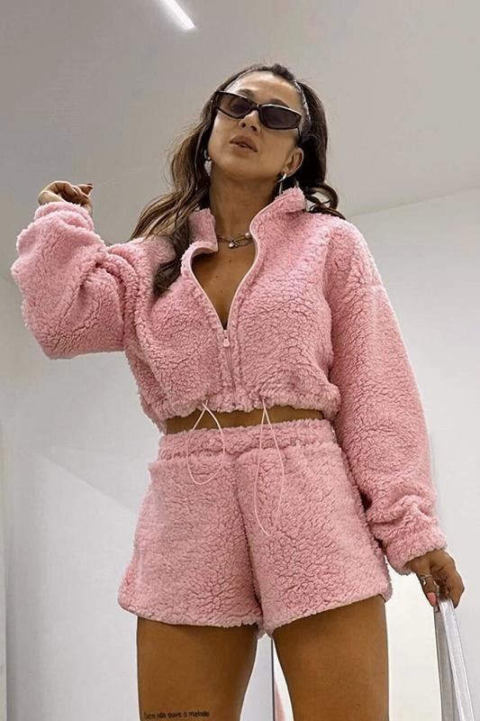 Duttini | Fleece Lined Cropped Two Piece Set