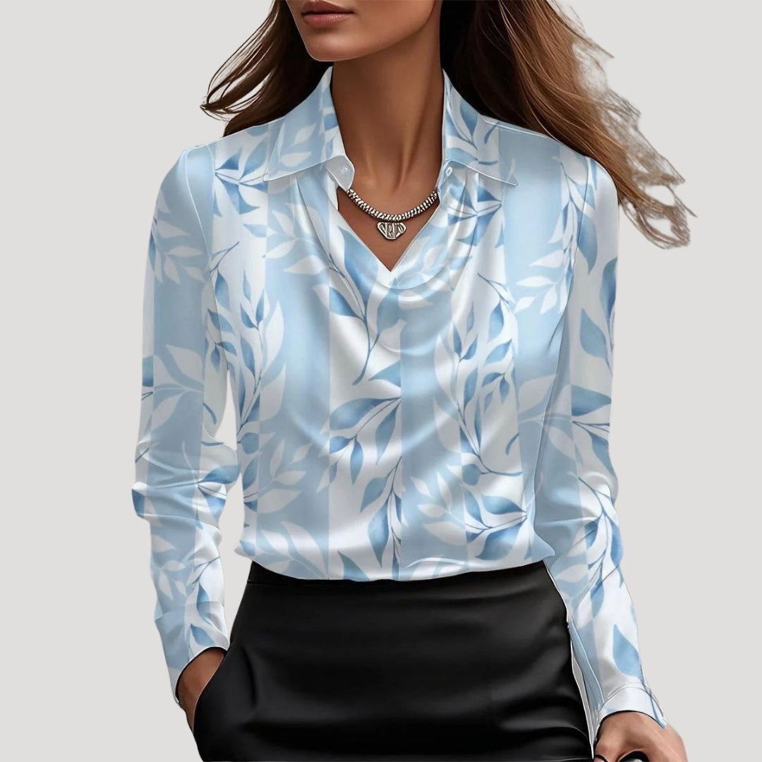 Duttini | Satin Cowl Neck Long Sleeve Blouse