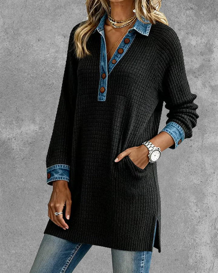 Duttini | Collar Top with Contrast Insert