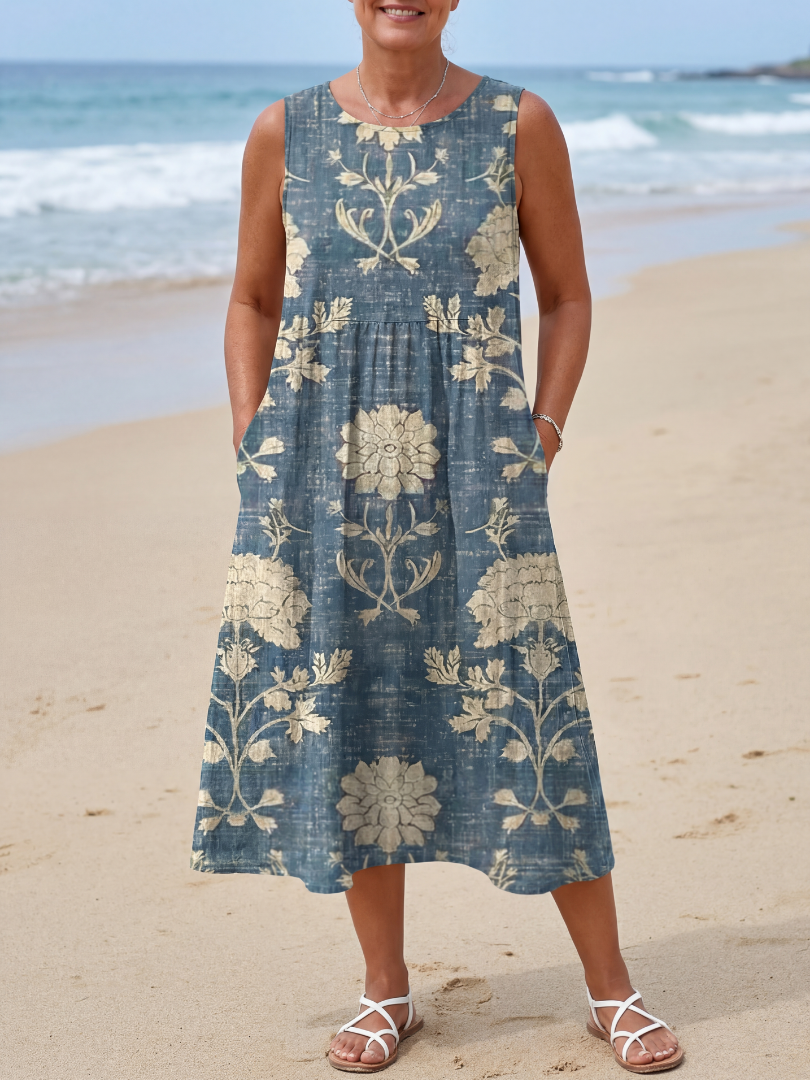 Duttini | Sophisticated Shoreline Floral Midi Dress