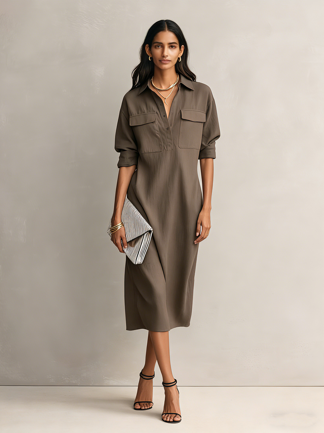 Duttini | Black Linen Evening Dress
