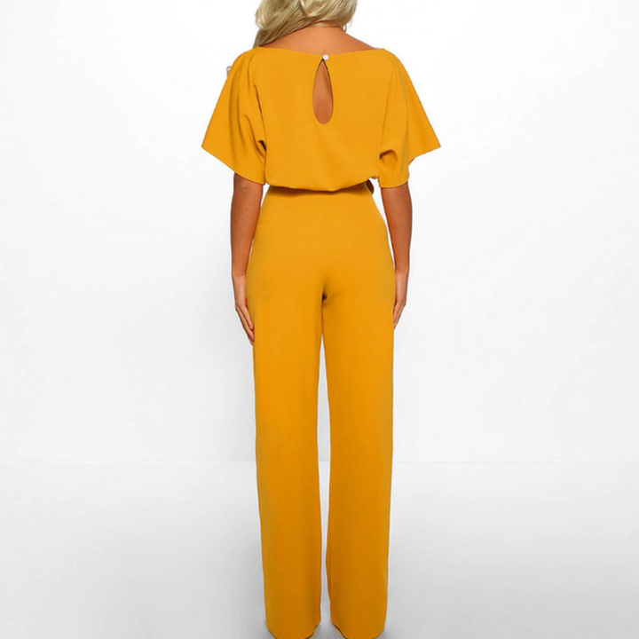 Duttini | Romantic Belted Wide Leg Jumpsuit Batwing Sleeve Elegant