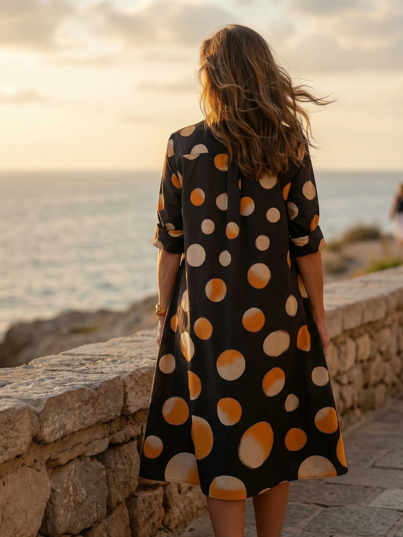 Duttini | Flowing Sunset Dot Dress for a Polished Look