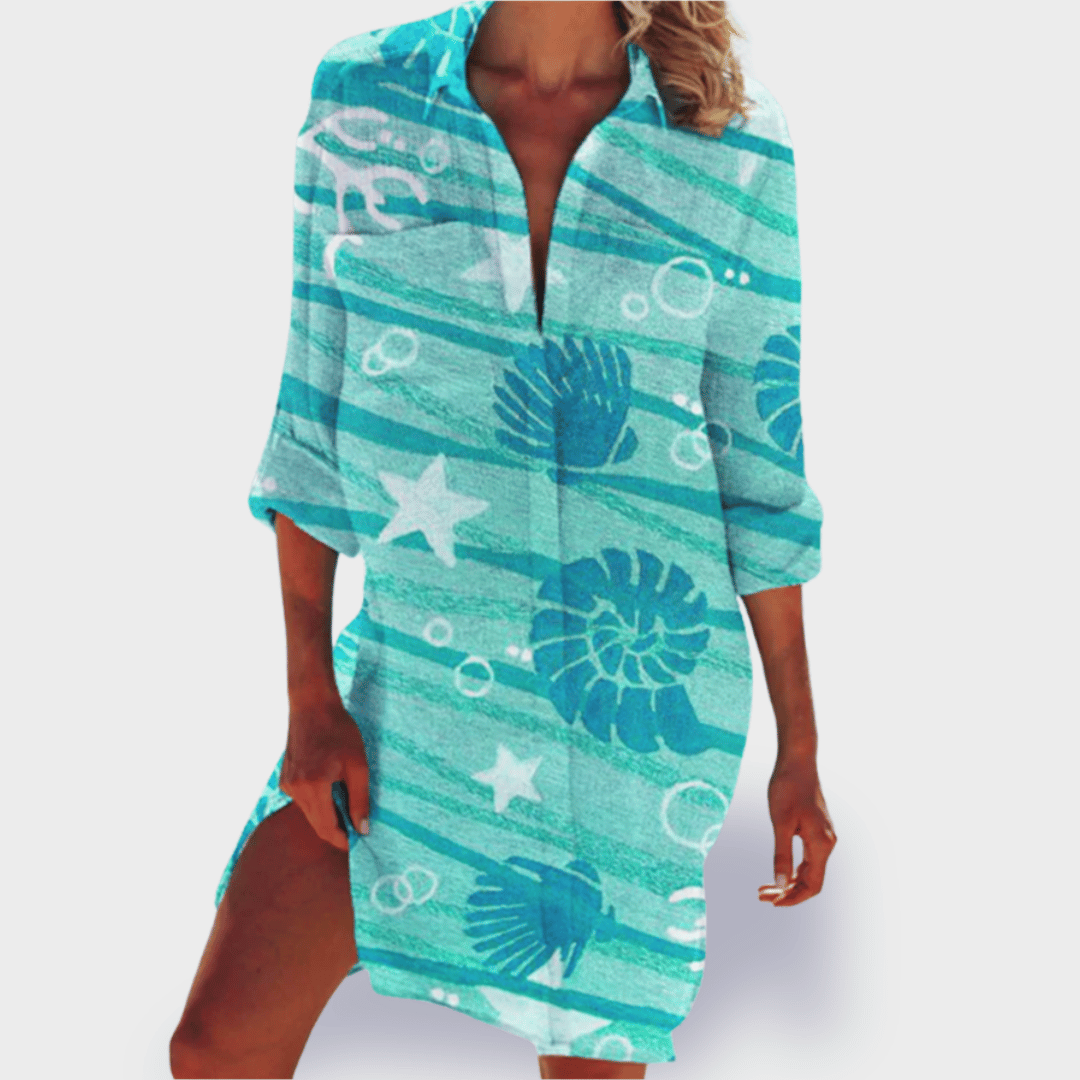 Duttini | Chic Flowy Colorful Draped Dress Casual Summer