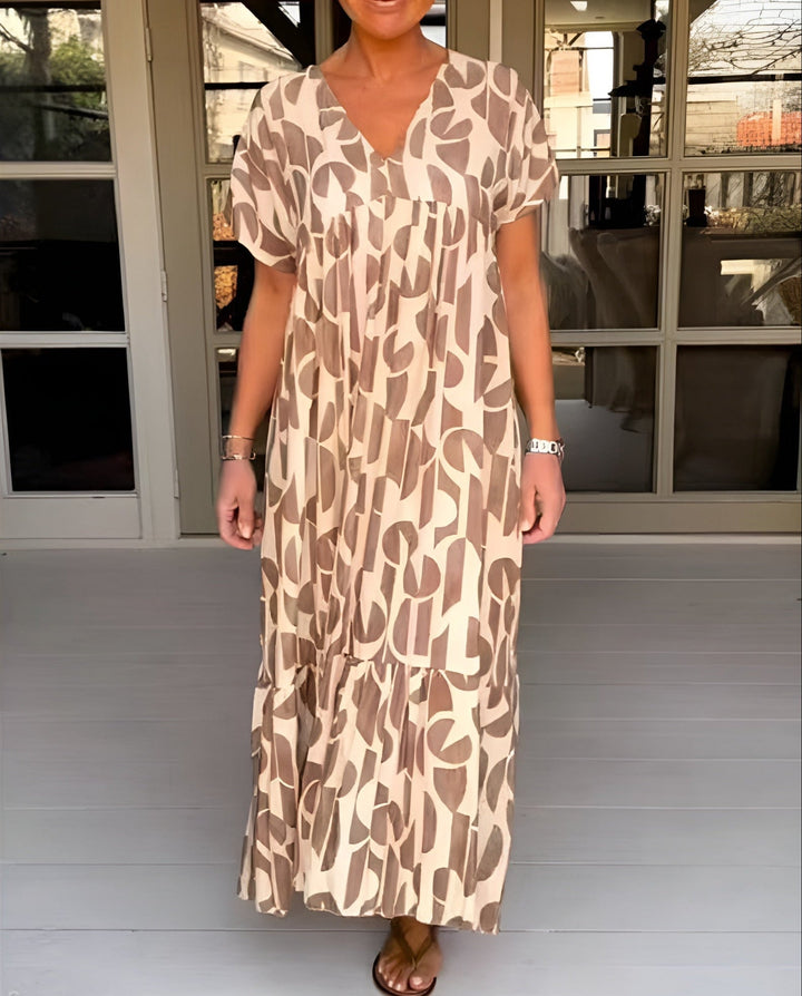 Duttini | Sophisticated V Neck Flowy Draped Midi Dress Evening