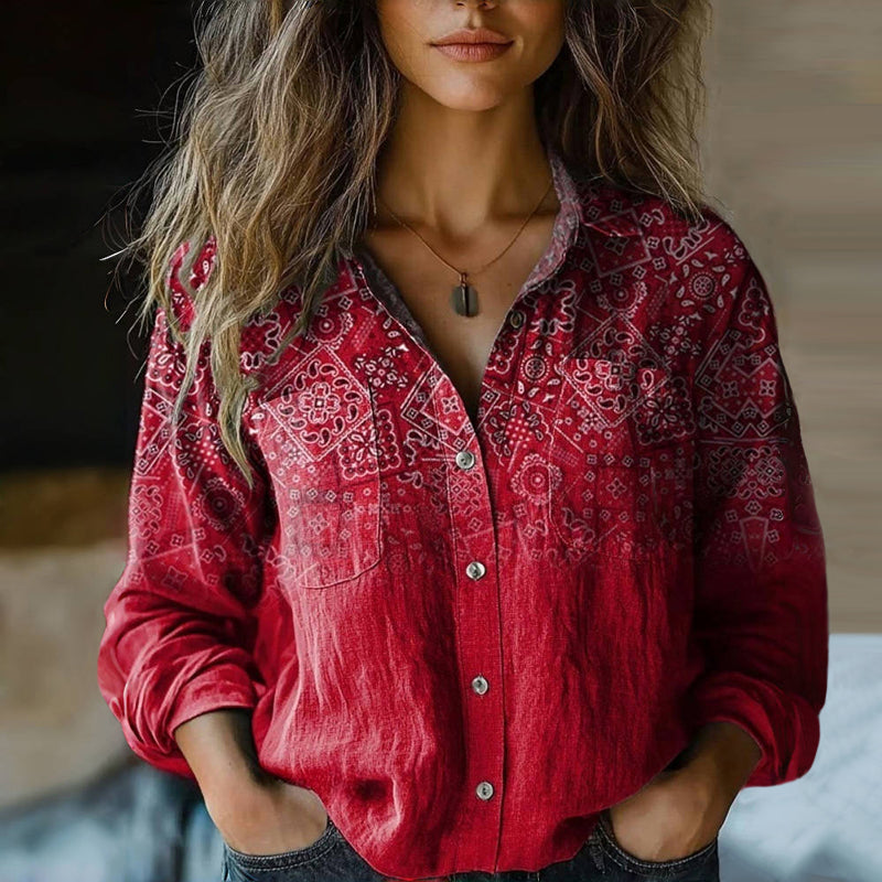 Duttini | Luxe Bohemian Pattern Vintage Blouse with a Timeless Finish