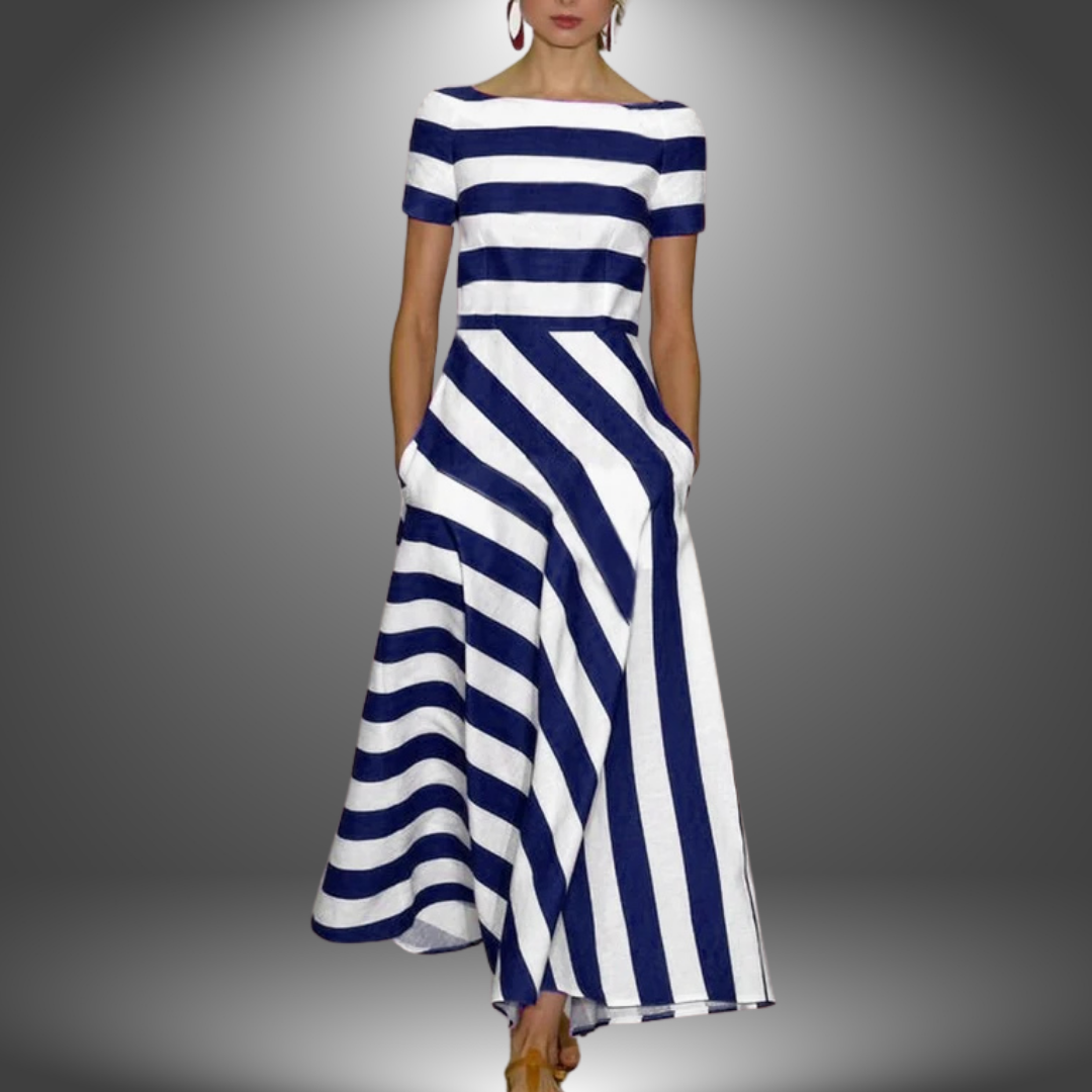 Duttini | Elegant Handcrafted Striped Maxi Dress with a Timeless Finish