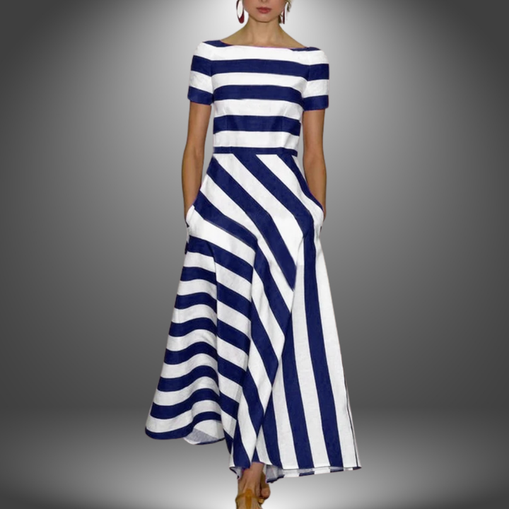 Duttini | Elegant Handcrafted Striped Maxi Dress with a Timeless Finish