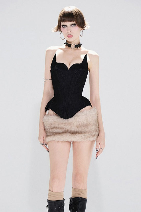 Duttini | Solid Color Backless Tube Fleece Two Piece Set