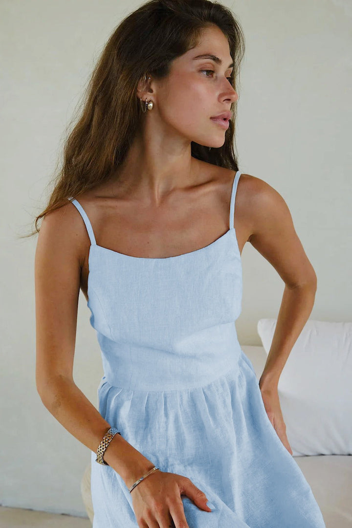 Duttini | Spaghetti Strap Backless Ruffle Maxi Dress