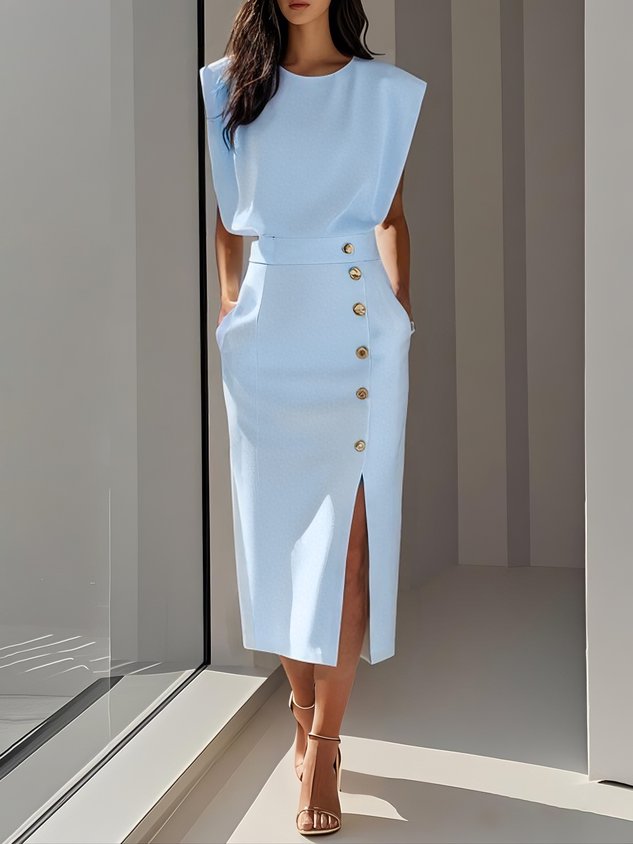 Duttini | Effortless Charm Midi Dress with a Flattering Silhouette