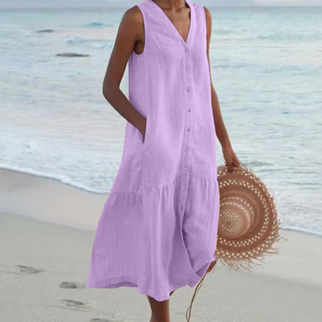Duttini | Elegant Sleeveless Buttoned Midi Dress with a Timeless Finish
