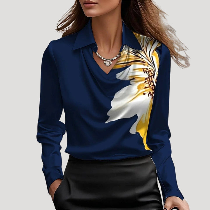 Duttini | Satin Cowl Neck Long Sleeve Blouse