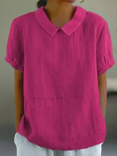 Duttini | Statement Peter Pan Collar Short Sleeve Casual Top