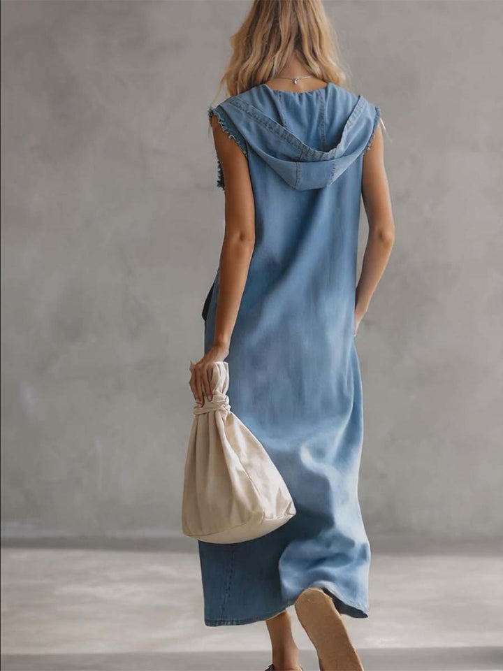 Duttini | Blue Denim V-Neck Casual Dress
