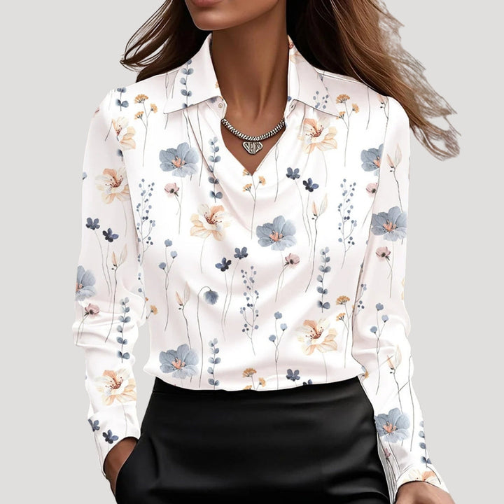 Duttini | Satin Cowl Neck Long Sleeve Blouse