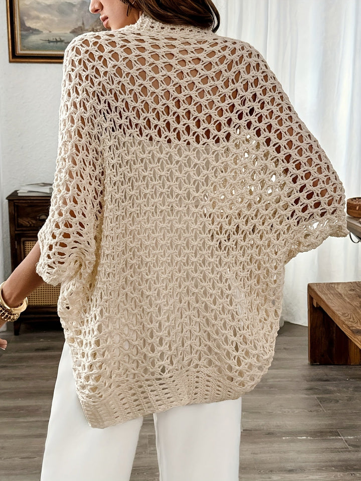 Duttini | Refined Open Knit Drape Cardigan for Effortless Elegance