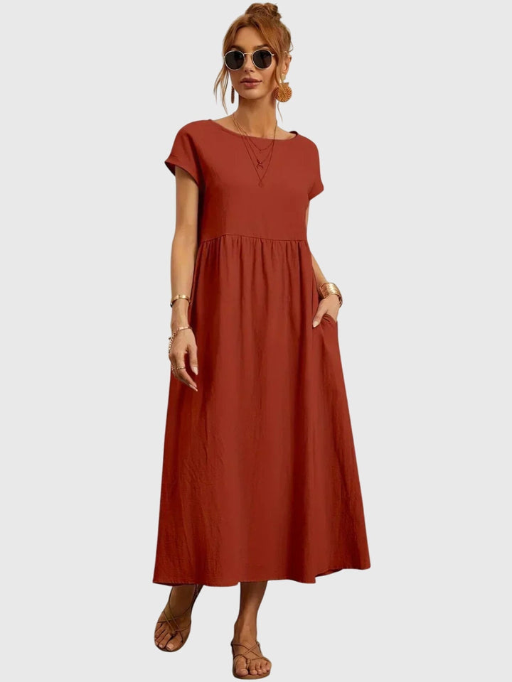 Duttini | Casual Pocket Dress for Women in Cotton Blend, Relaxed Fit, Navy