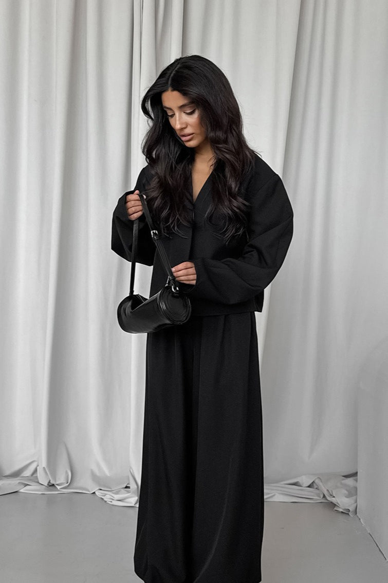 Duttini | Solid V-neck Cardigan and Tapered Two Piece Set