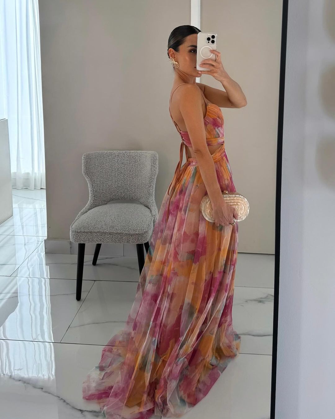 Duttini | Modern Beautiful Floral Print Maxi Dress with Graceful Drape