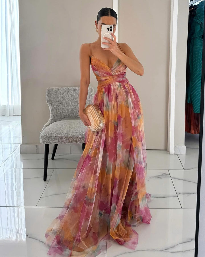 Duttini | Modern Beautiful Floral Print Maxi Dress with Graceful Drape