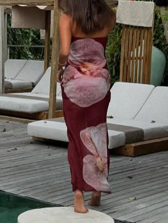 Duttini | Elegant Phalaenopsis Print Wrap Dress