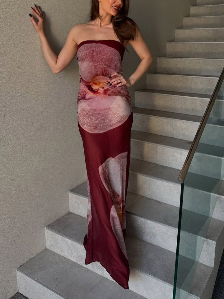 Duttini | Elegant Phalaenopsis Print Wrap Dress