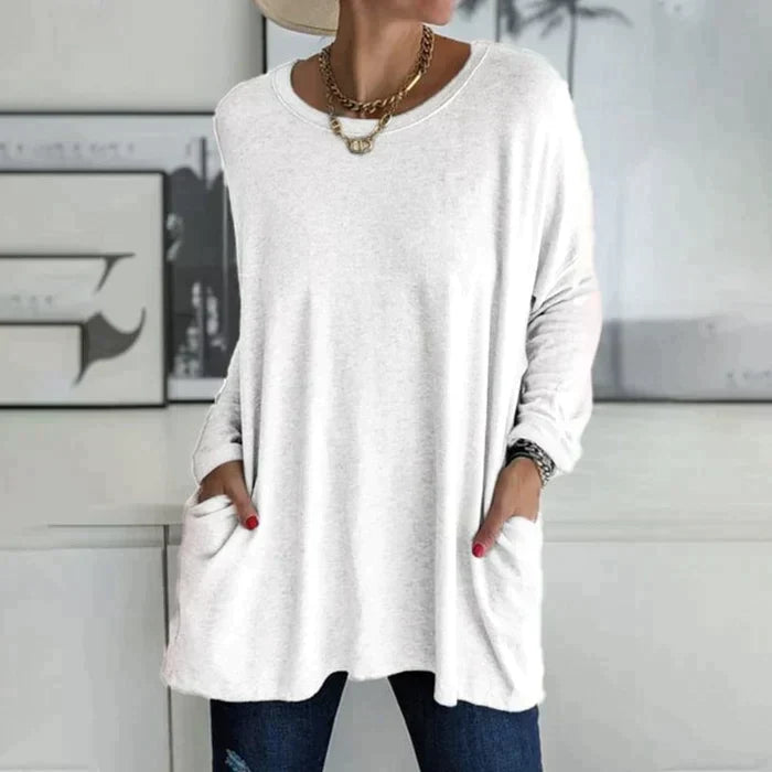 Duttini | Luxe Oversized Long Sleeve Tunic Top With Pockets