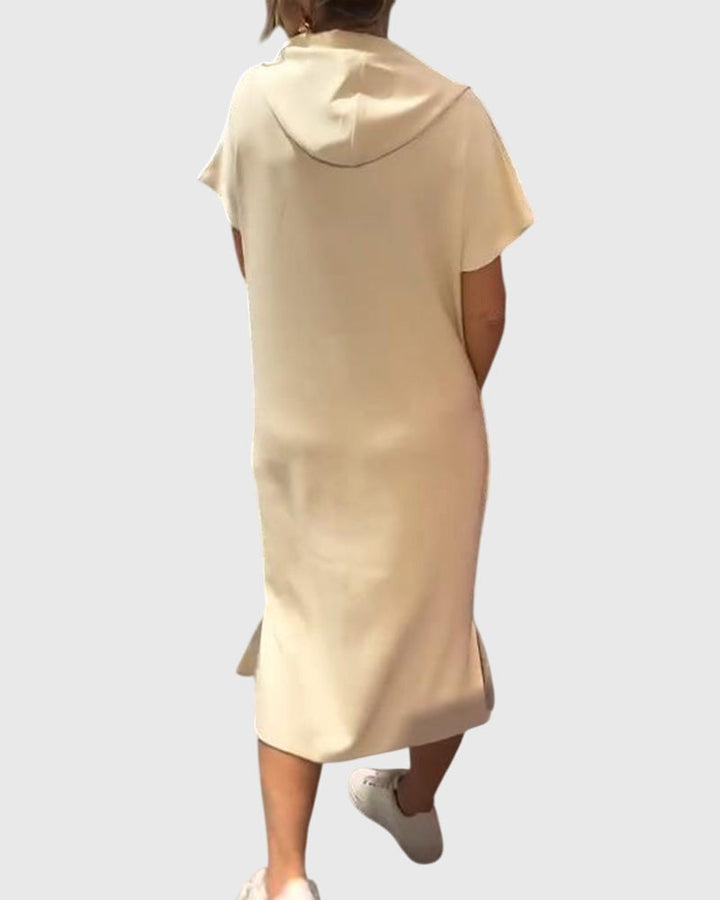 Duttini | Casual Hoodie Dress for Women in Cotton Blend, Relaxed Fit, Gray