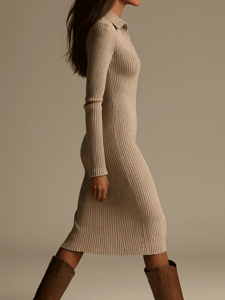 Duttini | Minimalist Beige Knit Bodycon Dress