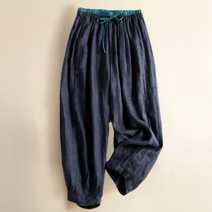 Duttini | Linen Trousers for Women in Classic Fit, Beige
